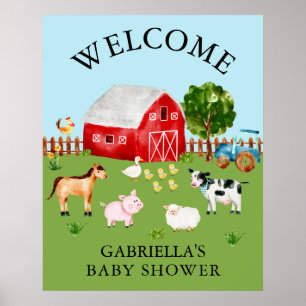 Barnyard Animals Baby Shower Poster