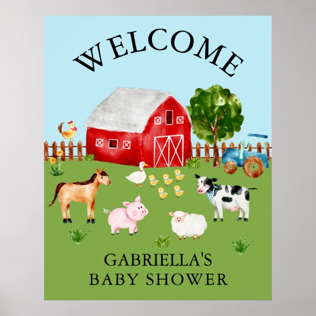 Barnyard Animals Baby Shower Poster (Framsidan)
