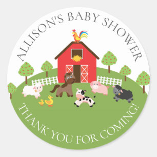 Barnyard Animals Baby Shower Tack Sticker Runt Klistermärke