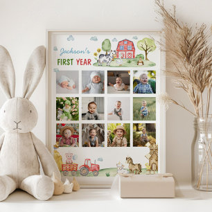 Barnyard Animals första års fotomilstolpe Poster