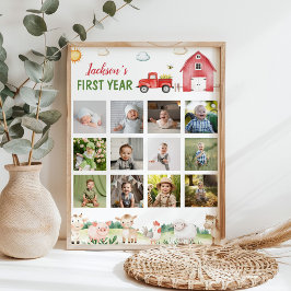 Barnyard Animals första års fotomilstolpe Poster