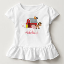 Barnyard Animals Girls Ruffle Shirt