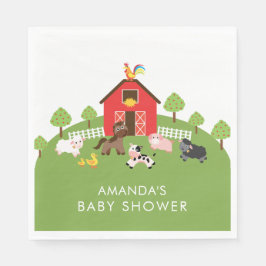 Barnyard Animals Neutralt Baby Shower Pappra blöjo Pappersservett