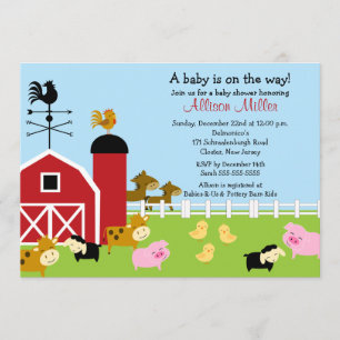 Barnyard Baby Animails Baby Shower-inbjudan Inbjudningar