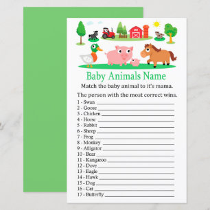 Barnyard Baby djur Namn Game