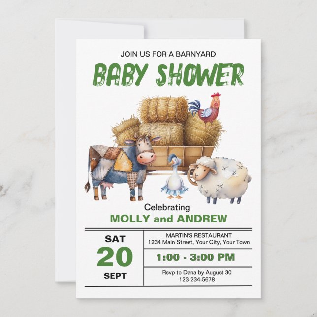 Barnyard Baby Shower-inbjudan Inbjudningar (Framsida)