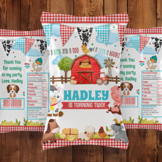 Barnyard Bash Birthday Party Chip Bag Wrapper Reklamblad