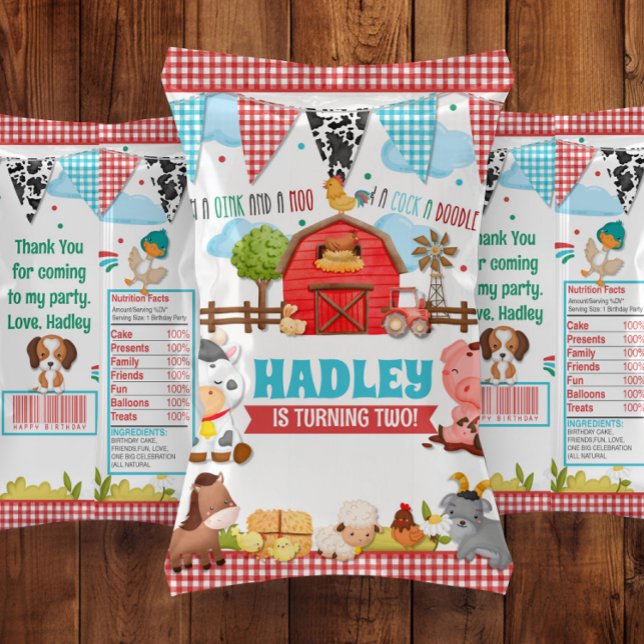 Barnyard Bash Birthday Party Chip Bag Wrapper Reklamblad (Skapare uppladdad)