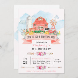 Barnyard Bash Boskap 1:a. Födelsedagsfest-IV Inbjudningar