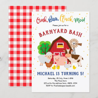 Barnyard Bash, Boskap, Petting Zoo, födelsedag Inbjudningar