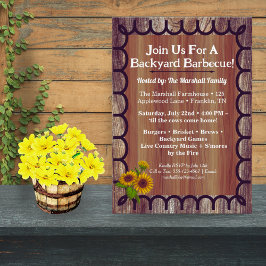 Barnyard BBQ Bash Invitation Template Rustic Wood  Inbjudningar
