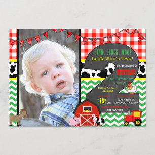 Barnyard Birthday Photo Inbjudan