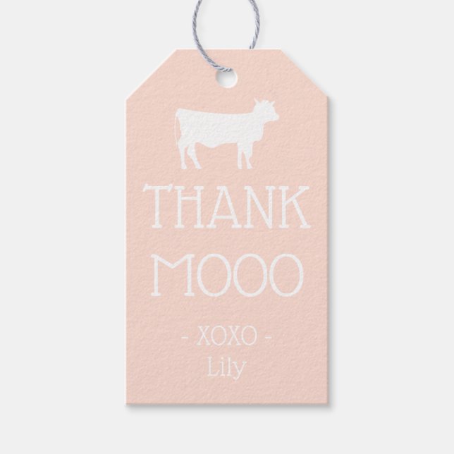 Barnyard Boogie Birthday Tack Farm Theme Cow Presentetikett (Framsidan)