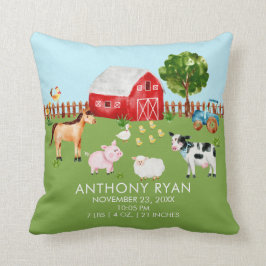 Barnyard Boskap Baby Birth Stats Pillow Kudde
