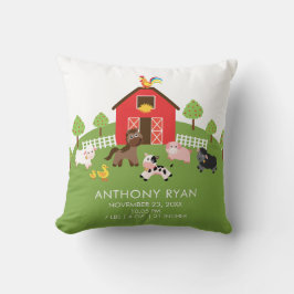 Barnyard Boskap Baby Birth Stats Pillow Kudde