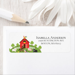Barnyard Boskap Baby Shower-adressetikett Returadress Etikett