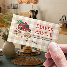 Barnyard Boskap Baby Shower Diaper Raffle Tilläggskort