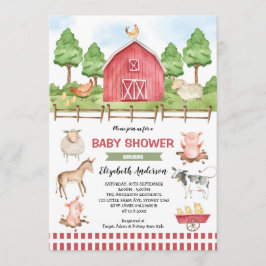 Barnyard Boskap Baby Shower Inbjudningar