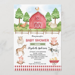 Barnyard Boskap Baby Shower Inbjudningar