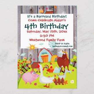 Barnyard Boskap Barnwood Birthday Investigation Inbjudningar