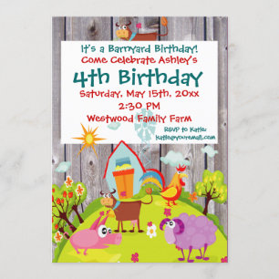 Barnyard Boskap Barnwood Birthday Investigation Inbjudningar
