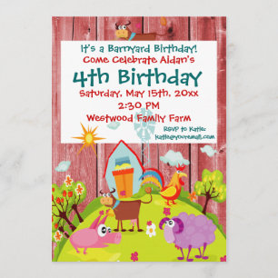 Barnyard Boskap Barnwood Birthday Investigation Inbjudningar