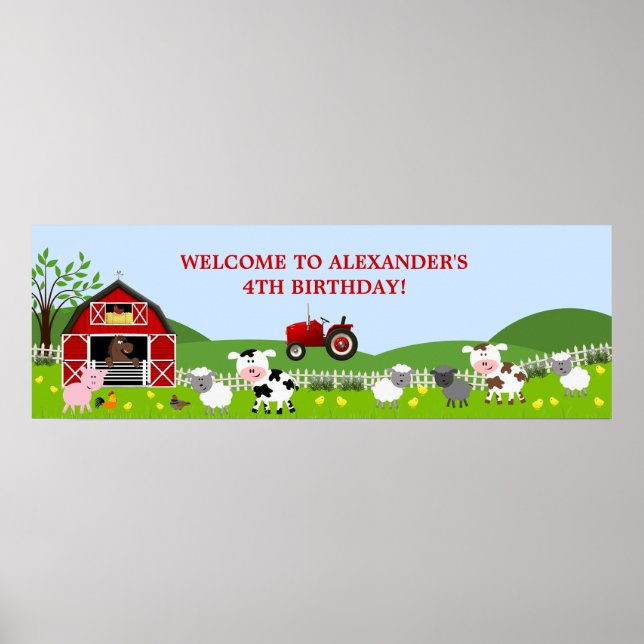 Barnyard Boskap Birthday Banner Poster (Framsidan)