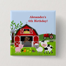 Barnyard Boskap Birthday Button Knapp