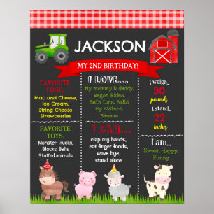 Barnyard Boskap Birthday Milestone-skylt Poster