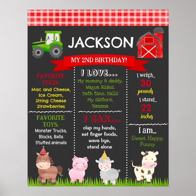 Barnyard Boskap Birthday Milestone-skylt Poster (Framsidan)