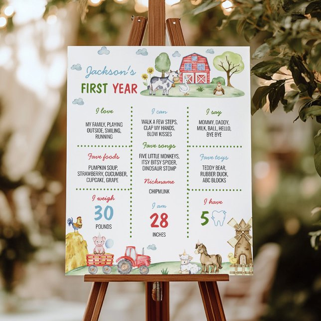 Barnyard Boskap Birthday Milestone-tecken Poster (Skapare uppladdad)