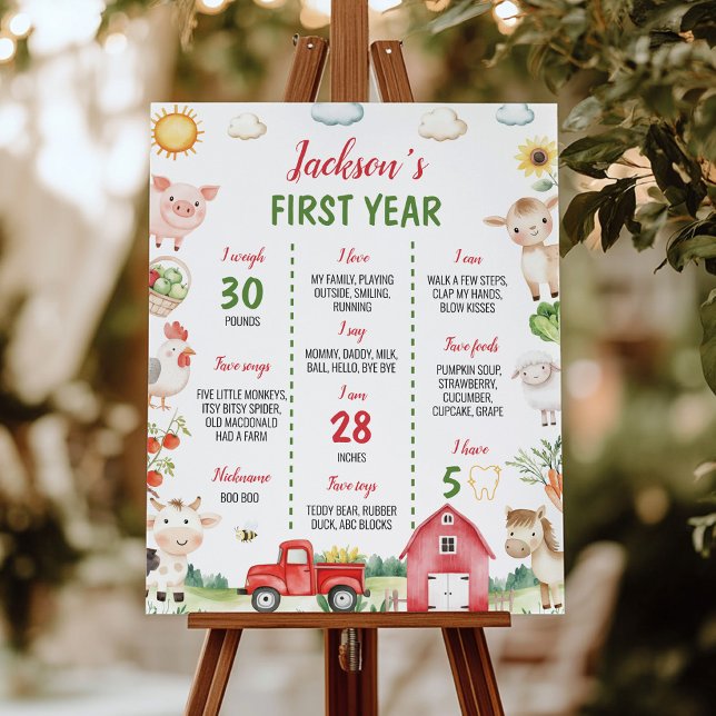 Barnyard Boskap Birthday Milestone-tecken Poster (Skapare uppladdad)