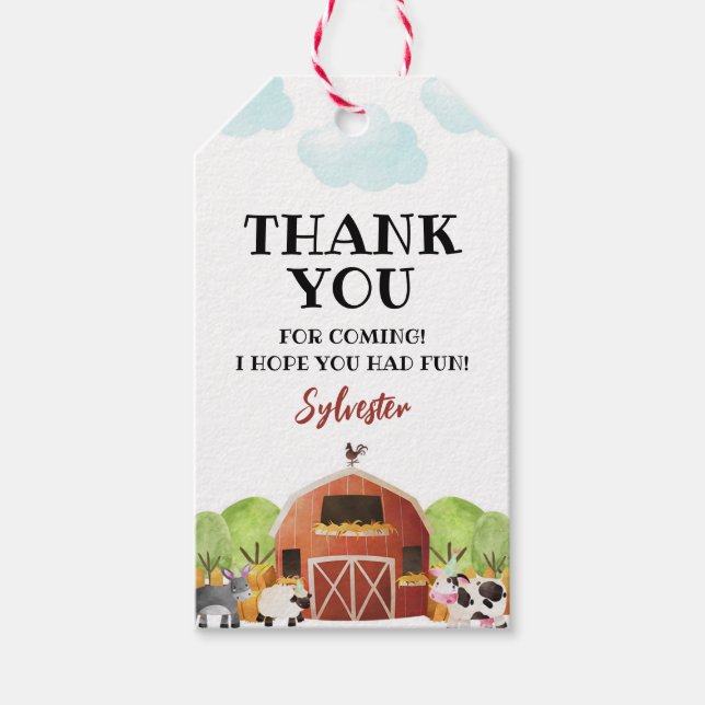 Barnyard Boskap Födelsedagsfest Presentetikett (Framsidan)