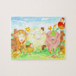 Barnyard Boskap Gris Cow Sheep Kids Pussel