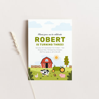 Barnyard Boskap inbjudan på födelsedagen