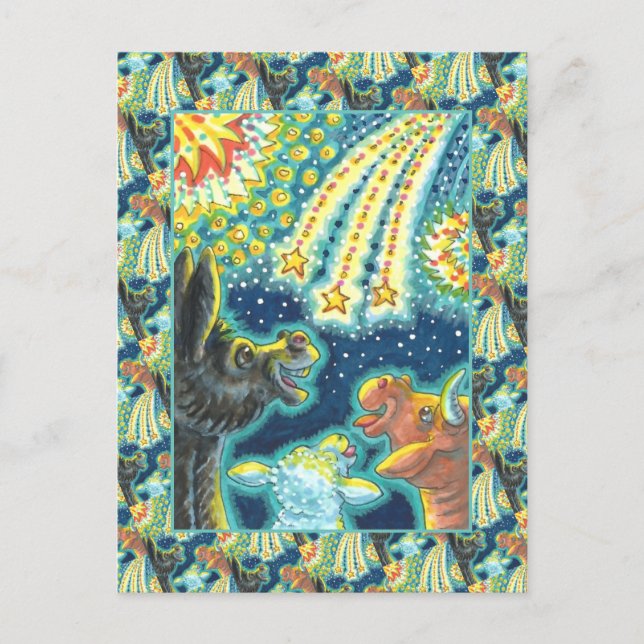 BARNYARD BOSKAP PÅ FJÄRDE JULY FUNNY Cute Helg Vykort (Framsida)