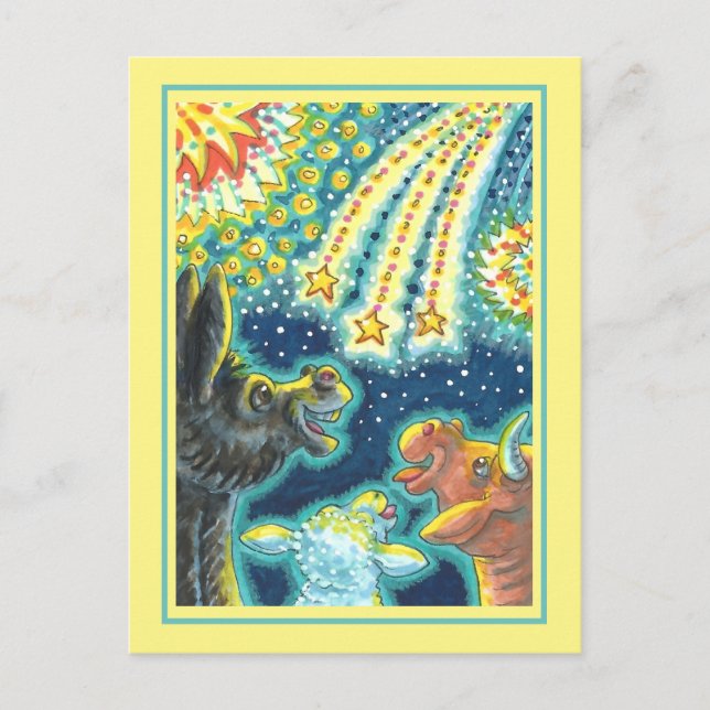 BARNYARD BOSKAP PÅ FJÄRDE JULY FUNNY Cute Helg Vykort (Framsida)