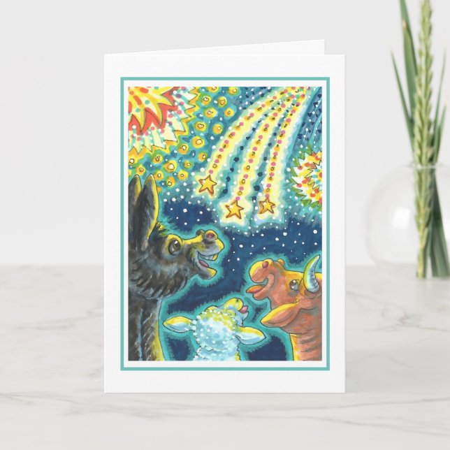 BARNYARD BOSKAP PÅ FJÄRDE JULY FUNNY Cute Helgkort (Framsida)