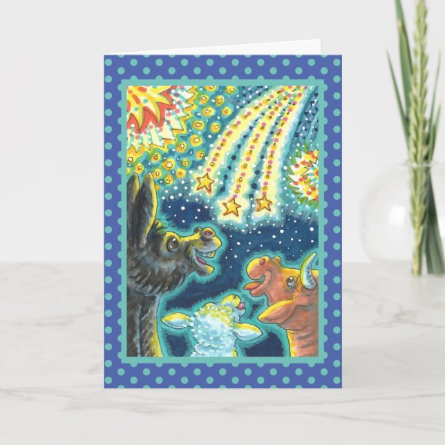 BARNYARD BOSKAP PÅ FJÄRDE JULY FUNNY Cute Helgkort (Framsida)