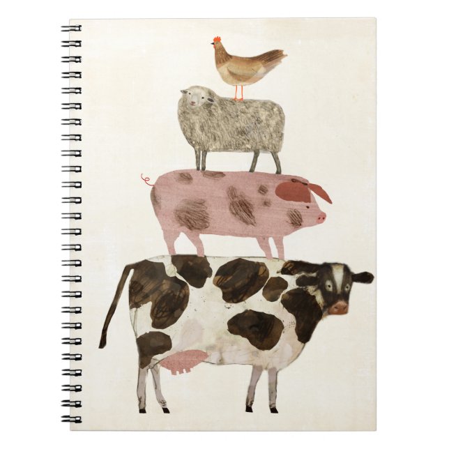 Barnyard Buds - Cow, Gris, får och Hen Anteckningsbok (Framsidan)