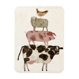 Barnyard Buds - Cow, Gris, Får och Hen Magnet