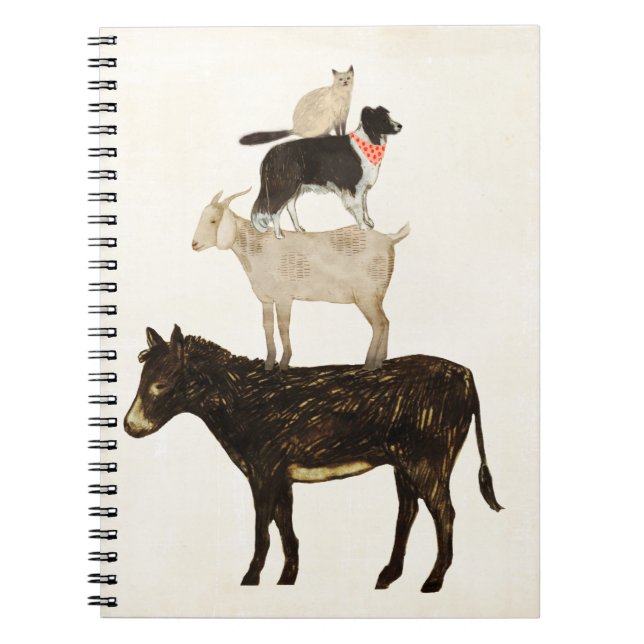 Barnyard Buds - Donkey, Goat, Hund, Cat Anteckningsbok (Framsidan)