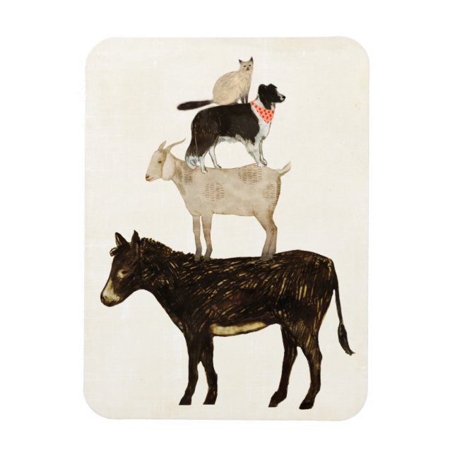 Barnyard Buds - Donkey, Goat, Hund, Cat Magnet (Vertikal)