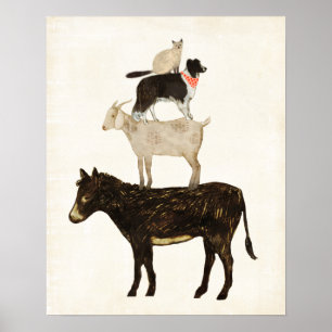 Barnyard Buds - Donkey, Goat, Hund, Cat Poster