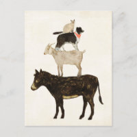 Barnyard Buds - Donkey, Goat, Hund, Cat