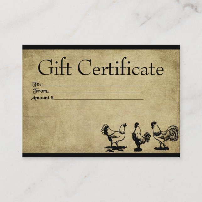 Barnyard Chickens- Prim Gift-kort Rabattkort (Framsida)