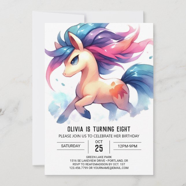 Barnyard Digital Horse Birthday Inbjudningar (Framsida)