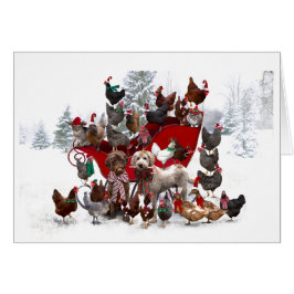 BARNYARD DJUR MED SLEIGH CHRISTMAS-KORT HÄLSNINGSKORT