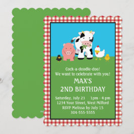 Barnyard Djurvänner Födelsedag Inbjudningar