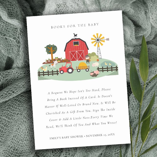 Barnyard Farm Animal Bokar for Baby Shower Tilläggskort (Skapare uppladdad)